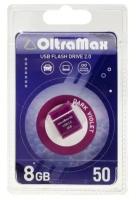 Флешка OltraMax 50, 8 Гб, USB2.0, чт до 15 Мб/с, зап до 8 Мб/с, фиолетовая