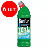 Комплект 6 шт, Чистящее средство для сантехники Sanfor "Universal 10в1. Морской бриз", гель с хлором, 750мл