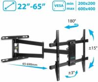 Кронштейн для телевизора на стену / крепление наклонно-поворотное Kromax DIX-20 / до 65 дюймов / vesa 600x400