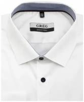 Рубашка мужская длинный рукав GREG 100/237/3343/ZN/1p STRETCH,, цвет Белый, рост 174-184, размер ворота 42