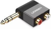 Переходник/адаптер UGreen AV147 jack 6.35 mm (M) - 2RCA (F), black