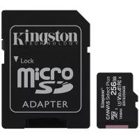 Карта памяти Kingston microSDXC 256 ГБ Class 10, V30, A1, UHS-I U3, R/W 100/85 МБ/с, адаптер на SD, 1 шт