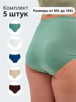 Трусы ALYA Underwear, 5 шт., размер 10XL (62-64), белый, бежевый, коричневый, синий, зеленый