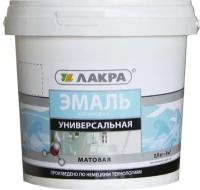 Эмаль акриловая лакра универсальная матовая белая 0,9кг, арт.эмунивмат0,9