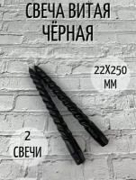 Свеча Витая 22х250 мм, цвет: черный, 6 ч., 2 шт