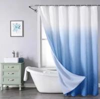 Штора для ванной комнаты и туалета тканевая занавеска для душа 180*180 см "Голубой градиент"
