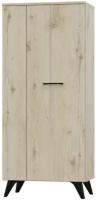 Шкаф для одежды низкий Sofia деревянный с полкой в гостиную/гардеробную/прихожую с распашными дверцами на ножках, цвет Гаскон Пайн