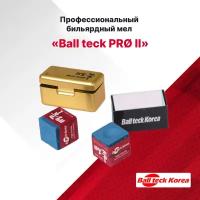 Бильярдный мел для кия "Ball teck PRO II" в золотистой металлической коробке