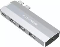 Хаб USB Acasis 5 в 1 для MacBook Pro / Air 2016-2022, 1 x Thunderbolt 40 Гбит/с + 3 x USB 3.2 10 Гбит/с + 1 x 3.5 jack - Серебристый (HS-M3UA)