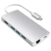USB-концентратор Satechi Aluminum Multi-Port Adapter 4K with Ethernet V2, разъемов: 6, Silver