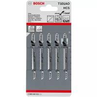 Пилки для лобзика Bosch T 101AO /БОШ CLEAN for Wood/ 2608630031 пилка для лобзика по дереву чистый криволинейный пропил, упаковка 5 шт