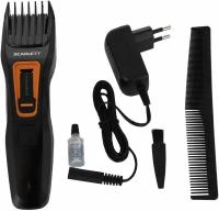 Машинка для стрижки волос и бороды, сетевая и аккумуляторная, SC-HC63C62, черный с оранжевым, 1 насадка, регулировка длины, стальные самозатачивающиеся лезвия