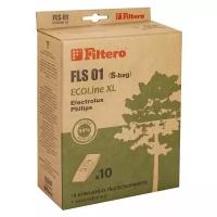 Пылесборник FILTERO FLS 01 ECOLine XL бумажные (10 шт.) + фильтр, для пылесосов Electrolux, Philips