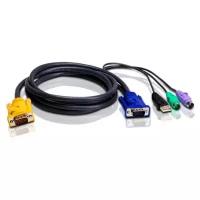 Шнур, мон., клав.+мышь USB, SPHD=>HD DB15+USB A-Тип+2x6MINI-DIN, Male-4xMale, 8+8 проводов, опрессованный, 1.8 метр., черный, (с поддерKой KVM PS/2) ATEN 2L-5302UP