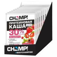 Каша протеиновая леовит Champ льняная Клубничная с коэнзимом Q10. Шоубокс 10 шт. по 40 г. Спортивное питание