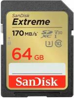 Карта памяти SanDisk SDXC Extreme Pro Class 10 UHS-I V30 U3 (200/90MB/s) 64GB