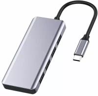 Хаб Recci RH06 5 в 1 Type-C to 4xUSB3.0 + Micro-USB - Серый