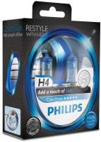 Лампа Philips 12-60/55 Вт. H4 Color Vision галогеновая синяя, комплект 2 шт 12342CVPBS2/36793528