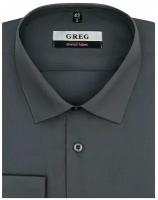 Рубашка мужская длинный рукав GREG 330/237/0873/ZN STRETCH, Прилегающий силуэт / Super Slim fit, цвет Серый, рост 174-184, размер ворота 41