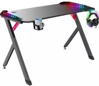 Игровой стол Defender Platinum RGB, подвес кружки+гарн, черн