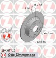 Диск торм HON ACCORD VIII/IX 2.0/2.4/2.2I-DTEC 08- ЗАД НЕ вент 282X9, 280317720 ZIMMERMANN 280.3177.20