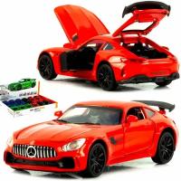 Металлическая машинка игрушка 1:32 Mercedes AMG GT (Мерседес АМГ) 15 см., детская, инерционная, свет, звук / Красный