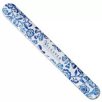 Пилка стеклянная Velganza с эффектом ламинирования ногтей, длина 12 см, синие цветы