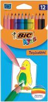 Карандаши цветные BIC "Tropicolors", 12 цветов, пластиковые, заточенные, европодвес, 8325666