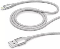 Дата-кабель USB - 8-pin для Apple, алюминий/нейлон, MFI, 1.2м, серебро, Deppa 72187