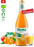 Сок прямого отжима Biotta Vita 7, BIO (БИО) без сахара, коктейль из 7 овощей и фруктов (фруктово-овощной) органический, Швейцария, 0.5 л