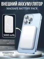 Магнитный внешний аккумулятор MagSafe Battery Pack 5000 мАч Powerbank / магнитный повербанк / беспроводная быстрая зарядка белый