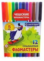 Фломастеры 12 цветов, Centropen 7790/12 Пингвины, пластиковый конверт