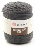 Пряжа YarnArt Macrame Rope 5mm серый (758), 60%хлопок/ 40%вискоза/полиэстер, 85м, 500г, 1шт