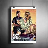 Постер плакат для интерьера "Компьютерная игра Grand Theft Auto V. GTA 5" / Декор дома, офиса, комнаты, квартиры A3 (297 x 420 мм)