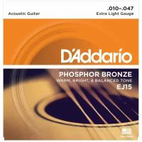 D'Addario EJ15 Phosphor Bronze Струны для акустической гитары, 10-47