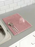 Коврик для сушки посуды LUCKY, 30x40 см жаккард, микрофибра, розовый T000217