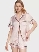 Пижама Victoria's Secret розового цвета в вертикальную полоску с кантом: рубашка и шорты, р. ХХL