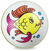 Детский резиновый мяч Рыбка (размер 7,5 см) с цветной полоской