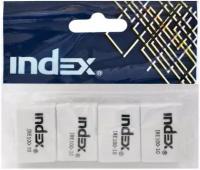 Index IRE100-10 Набор ластиков (резинок стирательных) 26 х 18 х 8 мм, белых, 4 шт index