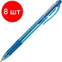 Комплект 8 штук, Ручка шариковая автомат. PENTEL BK417-С рез. манж. син ст. 0.7мм