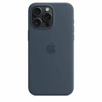 Противоударный, силиконовый чехол Silicone Case MagSafe с цветной анимацией для iPhone 15 Pro Max, Storm Blue