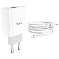 Сетевое зарядное устройство Hoco C80A Rapido + кабель lightning PD, 20 Вт, white