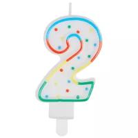 Свечи для торта, Свечки на торт цифры, день рождения, юбилей, "Цифра 2", 8,5 см, MESHU