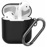 Кейс Deppa для AirPods с карабином, black