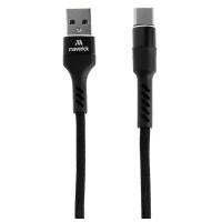 Кабель Maverick Textile & Metall C4, Type-C - USB, 3 А, 1.2 м, текстил. оплетка, чёрный 5193799