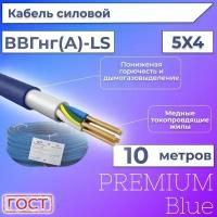 Провод электрический/кабель ГОСТ + Premium Blue 0,66 кВ ВВГ/ВВГнг/ВВГнг(А)-LS 5х4 круглый с заполнением - 10 м