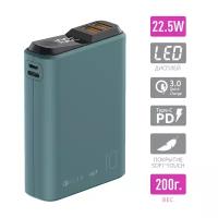 Внешний аккумулятор Power bank QS-10/ 10000 mAh / быстрая зарядка QuickCharge3.0 и PowerDelivery 18 W / пауэрбанк / LCD дисплей / темно-зеленый