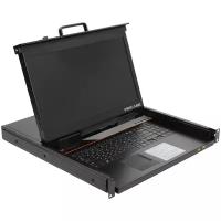 Procase консоли E1716HD Консоль однорельсовая, КВМ 16 порт, LCD 17'', single rail console KVM 16 port, LCD D-Sub, USB, разрешение 1920 1080, 16