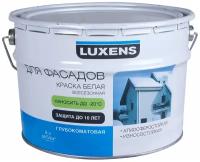 Краска акриловая Luxens для фасадов всесезонная матовая белый 9 л