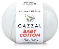 Пряжа Gazzal Baby Cotton (Газзал Беби Коттон) - 2 мотка Белый (3410) 60% хлопок, 40% акрил 165м/50г